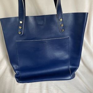 Emma Fox Shopper Tote , Navy, genuine leather suede interior